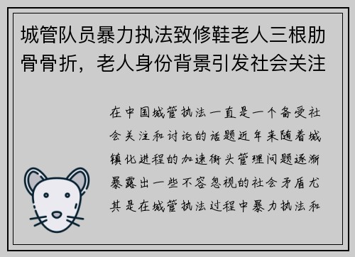 城管队员暴力执法致修鞋老人三根肋骨骨折，老人身份背景引发社会关注